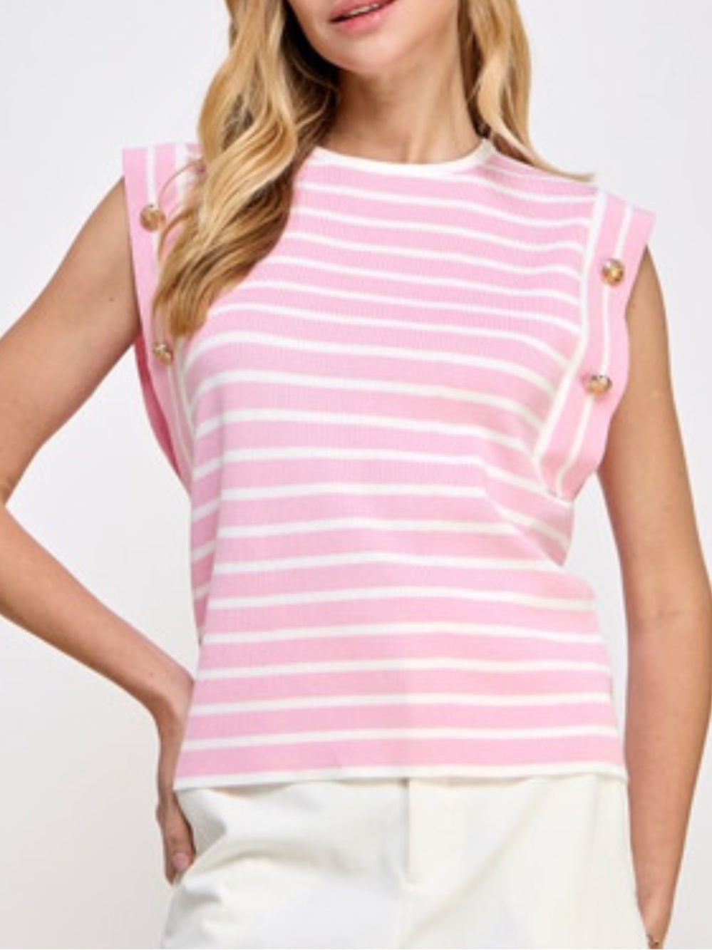 Strut & Bolt Striped Button Top Nautical Old Money Preppy Medium